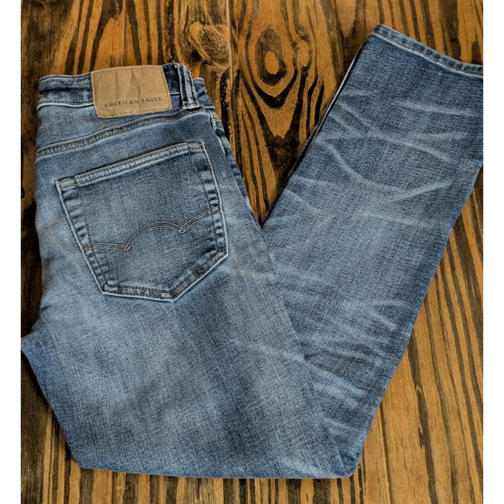 American Eagle Men's Slim Straight Airflex Jeans 28x30 Medium Wash Denim Stretch